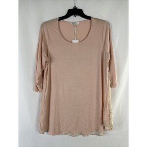 Rose And Olive Back Button Tunic Top Womens Plus Size 1X‎ Pink 3/4 Sleeve BOHO